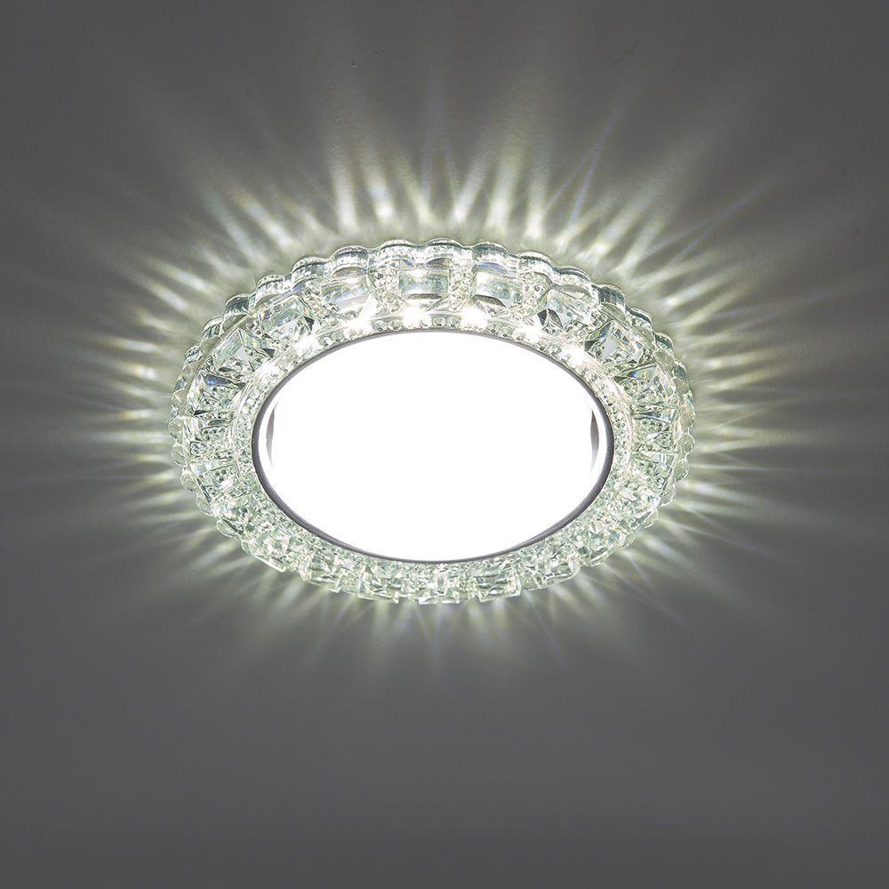 Светильник встраиваемый с подсветкой CD4045 20LED*2835 SMD 4000K, 15W GX53, без лампы, прозрач Feron